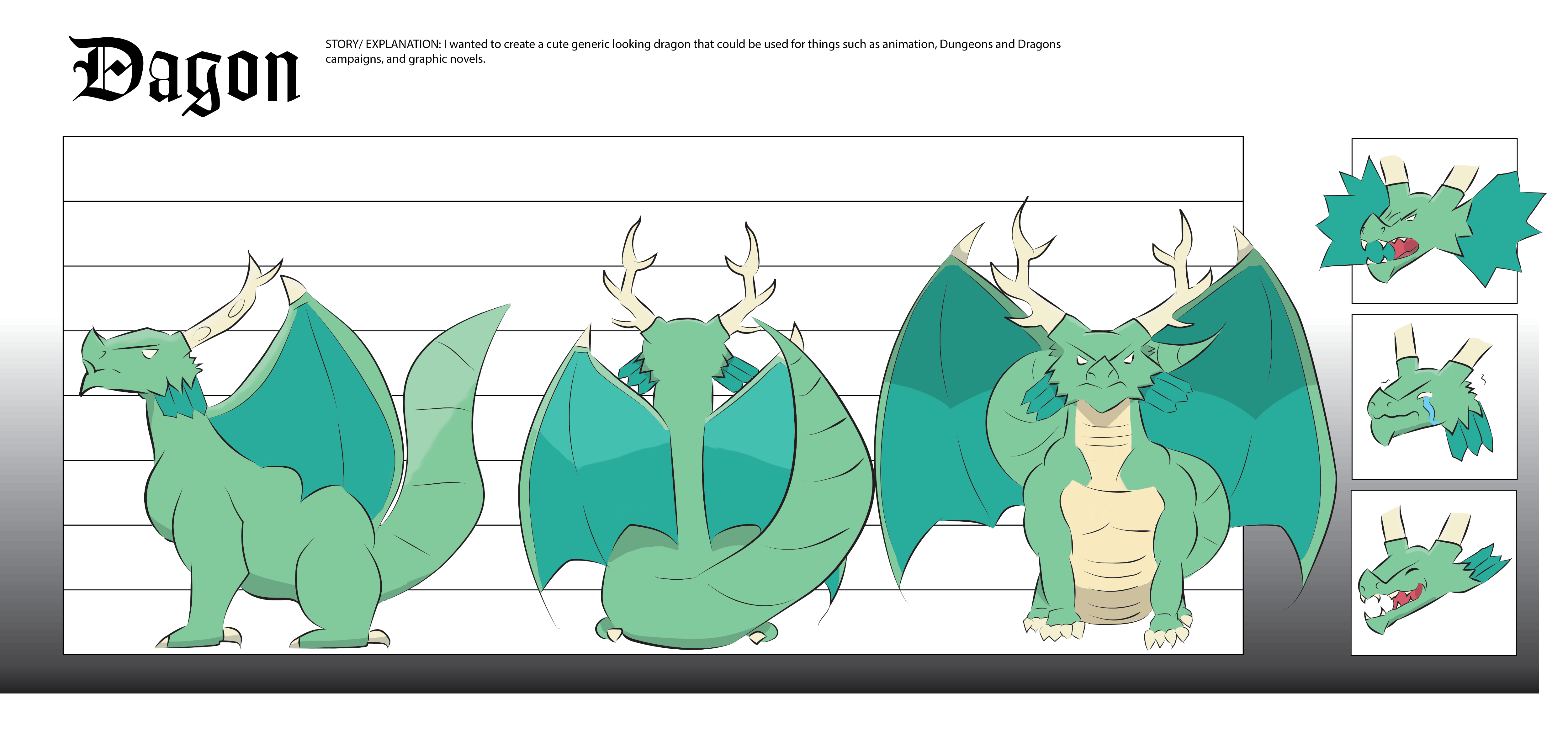Orthographic picture of dragon.