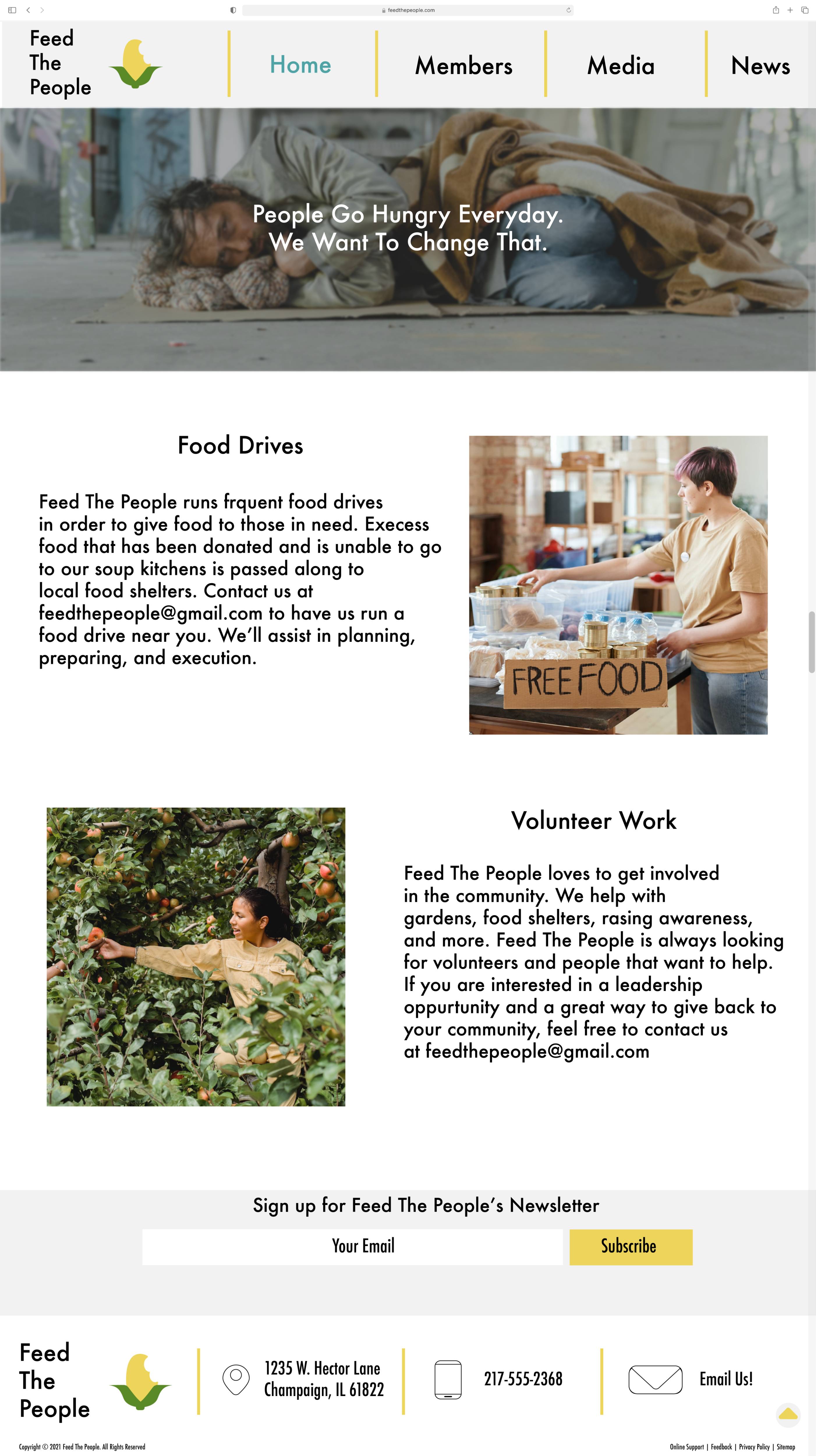 Website design for non-profit organization.