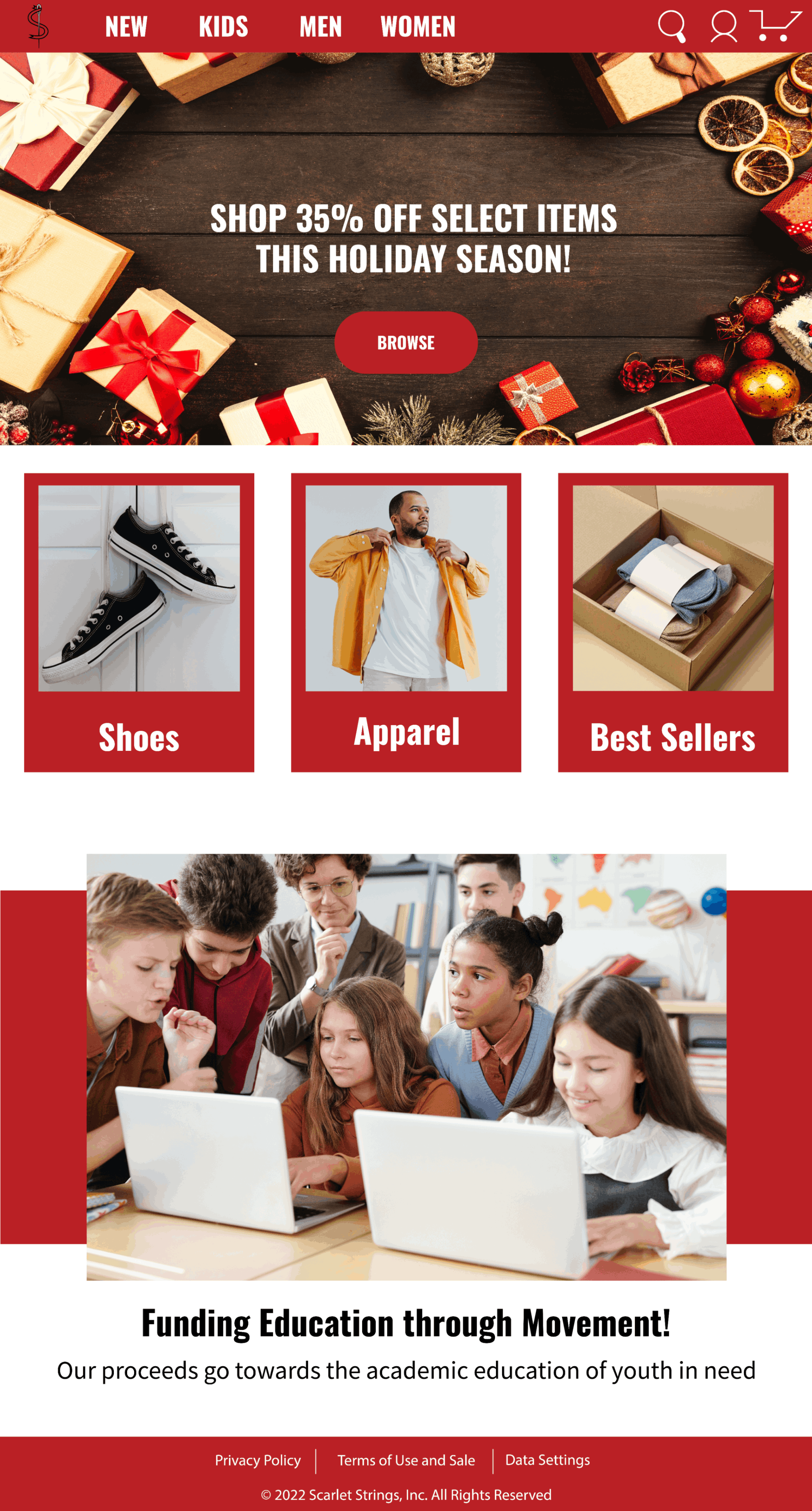 Web site design for athletic apparel store.