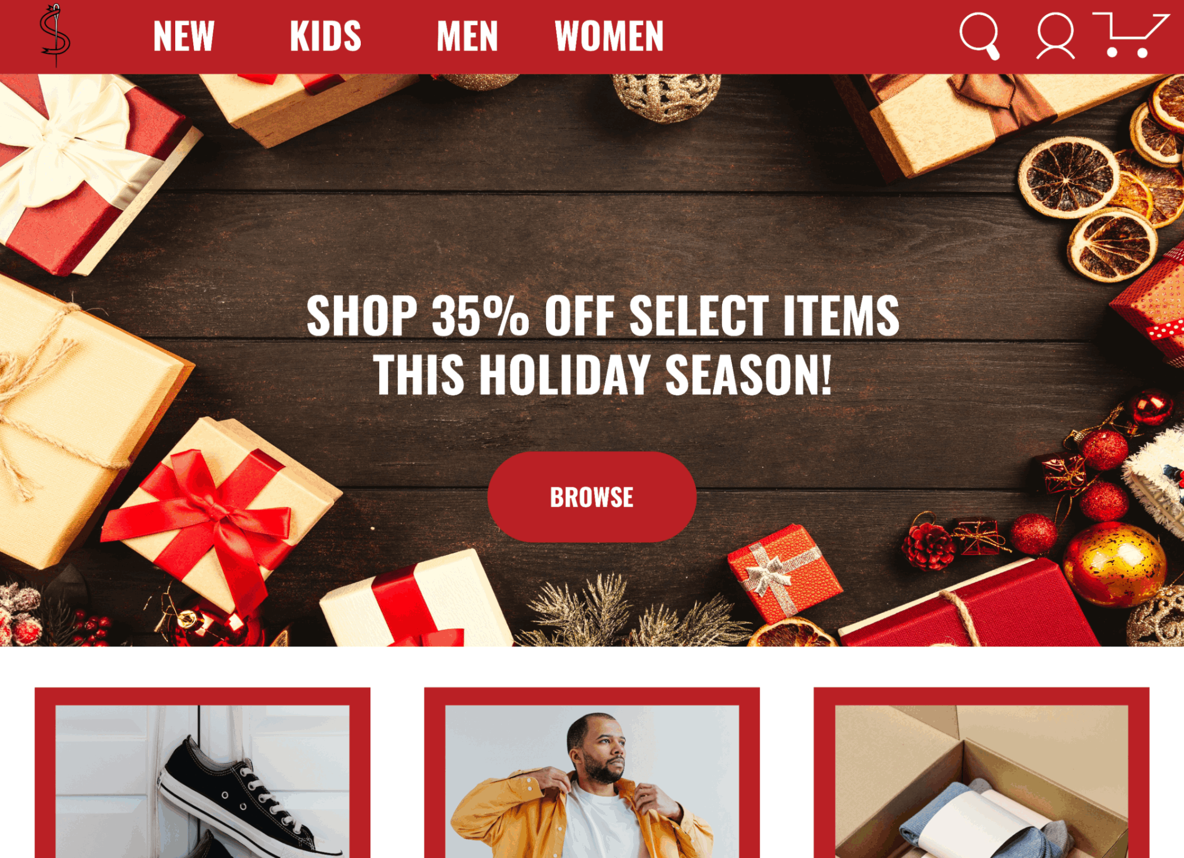 Web site design for athletic apparel store..